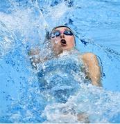 13 April 2025; Lottie Cullen of NCU Swim Belfast competes in the women's 100m backstroke final during day two of the Irish Open Swimming Championships at the National Aquatic Centre on the Sport Ireland Campus in Dublin. Photo by David Fitzgerald/Sportsfile