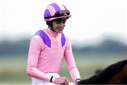 12 April 2025; Stop The Nation, with James Ryan up, after winning the Irish Stallion Farms EBF Race at The Curragh Racecourse in Kildare. Photo by Thomas Doolin/Sportsfile