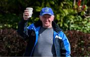 13 April 2025; Dublin supporter on his way to the Leinster GAA Football Senior Championship quarter-final match between Wicklow and Dublin at Echelon Park in Aughrim, Wicklow. Photo by Ray McManus/Sportsfile