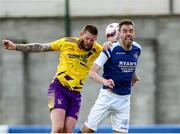 13 April 2025; Gary Delaney of Wexford Football League in action against Kieran O'Connell of Limerick District League during the FAI Oscar Traynor Inter-League Cup final match between Limerick District League and Wexford Football League at Jackman Park in Limerick. Photo by Michael P Ryan/Sportsfile
