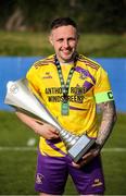 13 April 2025; Wexford Football League captain Alan Rhodes with the cup after the FAI Oscar Traynor Inter-League Cup final match between Limerick District League and Wexford Football League at Jackman Park in Limerick. Photo by Michael P Ryan/Sportsfile