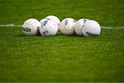 13 April 2025; Louth footballs on the pitch before the Leinster GAA Football Senior Championship quarter-final match between Louth and Laois at Cedral St Conleth's Park in Newbridge, KiIdare. Photo by Piaras Ó Mídheach/Sportsfile