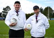 13 April 2025; Umpires Shane Kirran, left, and Seán O'Neill before the Lidl Ladies National Football League Division 3 final match between Cavan and Wexford at Integral GAA Grounds in Drogheda, Louth. Photo by Shauna Clinton/Sportsfile