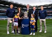 14 April 2025; In attendance at the launch of Bord Gáis Energy’s continued sponsorship of the GAA All-Ireland Senior Hurling Championship is Uachtarán Chumann Lúthchleas Gael Jarlath Burns with Bord Gáis Energy Managing Director Dave Kirwan, Director of Marketing at Bord Gáis Energy, Meadhbh Quinn and Bord Gáis Energy ambassadors and hurling stars Lee Chin, left, and Shane O’Donnell with Kelsi Noonan, aged 5, and Logan Clifford Hegarty, aged 6, at Croke Park in Dublin. The announcement marks 16 years of Bord Gáis Energy’s involvement in inter-county hurling and celebrates the excitement, spirit and pride that make the championship and its fans so unique. Photo by David Fitzgerald/Sportsfile