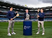 14 April 2025; In attendance at the launch of Bord Gáis Energy’s continued sponsorship of the GAA All-Ireland Senior Hurling Championship is Bord Gáis Energy Managing Director Dave Kirwan with Bord Gáis Energy ambassadors and hurling stars Lee Chin of Wexford, left, and Shane O’Donnell of Clare at Croke Park in Dublin. The announcement marks 16 years of Bord Gáis Energy’s involvement in inter-county hurling and celebrates the excitement, spirit and pride that make the championship and its fans so unique. Photo by David Fitzgerald/Sportsfile