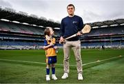 14 April 2025; In attendance at the launch of Bord Gáis Energy’s continued sponsorship of the GAA All-Ireland Senior Hurling Championship is Bord Gáis Energy ambassador and hurling star Shane O’Donnell of Clare with Logan Clifford Hegarty, aged 6, at Croke Park in Dublin. The announcement marks 16 years of Bord Gáis Energy’s involvement in inter-county hurling and celebrates the excitement, spirit and pride that make the championship and its fans so unique. Photo by David Fitzgerald/Sportsfile
