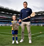 14 April 2025; In attendance at the launch of Bord Gáis Energy’s continued sponsorship of the GAA All-Ireland Senior Hurling Championship is Bord Gáis Energy ambassador and hurling star Shane O’Donnell of Clare with Logan Clifford Hegarty, aged 6, at Croke Park in Dublin. The announcement marks 16 years of Bord Gáis Energy’s involvement in inter-county hurling and celebrates the excitement, spirit and pride that make the championship and its fans so unique. Photo by David Fitzgerald/Sportsfile