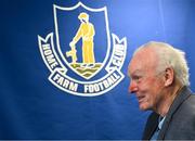 14 April 2025; 1975 FAI Senior Cup winner Jack Dempsey during a media conference at Home Farm Football Club in Whitehall, Dublin, to recognise 50 years since Home Farm, a team of young amateur players at the time, upset all the odds by beating Shelbourne 1-0 in the FAI Senior Cup Final at Dalymount Park, on 27th April 1975. Home Farm are organizing a celebratory dinner in the Bonnington Hotel on 26th April. Photo by Stephen McCarthy/Sportsfile