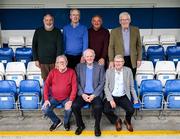 14 April 2025; 1975 FAI Senior Cup winners, back row, from left, Tony Higgins, Mick Brophy, Noel King and Mick O'Grady, with, front row, Brian Daly, Jack Dempsey and Joe Smith during a media conference at Home Farm Football Club in Whitehall, Dublin, to recognise 50 years since Home Farm, a team of young amateur players at the time, upset all the odds by beating Shelbourne 1-0 in the FAI Senior Cup Final at Dalymount Park, on 27th April 1975. Home Farm are organizing a celebratory dinner in the Bonnington Hotel on 26th April. Photo by Stephen McCarthy/Sportsfile