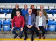 14 April 2025; 1975 FAI Senior Cup winners, back row, from left, Tony Higgins, Mick Brophy, Noel King and Mick O'Grady, with, front row, Brian Daly, Jack Dempsey and Joe Smith during a media conference at Home Farm Football Club in Whitehall, Dublin, to recognise 50 years since Home Farm, a team of young amateur players at the time, upset all the odds by beating Shelbourne 1-0 in the FAI Senior Cup Final at Dalymount Park, on 27th April 1975. Home Farm are organizing a celebratory dinner in the Bonnington Hotel on 26th April. Photo by Stephen McCarthy/Sportsfile