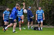 14 April 2025; Senior coach Jacques Nienaber, second from right, during Leinster Rugby squad training at UCD in Dublin. Photo by Piaras Ó Mídheach/Sportsfile