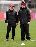 13 April 2025; Louth manager Ger Brennan, right, with Louth selector James McCartan before the Leinster GAA Football Senior Championship quarter-final match between Louth and Laois at Cedral St Conleth's Park in Newbridge, KiIdare. Photo by Piaras Ó Mídheach/Sportsfile