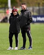 13 April 2025; Louth selector Niall Moyna, left, and Louth coach David Whyte before the Leinster GAA Football Senior Championship quarter-final match between Louth and Laois at Cedral St Conleth's Park in Newbridge, KiIdare. Photo by Piaras Ó Mídheach/Sportsfile