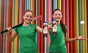 15 April 2025; U18 Hockey Internationals Eva Doyle, left, and Mollie Lennon in attendance as Tirlán announces sponsorship of Irish Under-18 Girls hockey team at Tirlán, Abbey Quarter, Kilkenny. Photo by Sam Barnes/Sportsfile