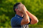 13 April 2025; An emotional Rory McIlroy of Northern Ireland celebrates on the 18th green after winning his playoff during the final round of the Masters Tournament at Augusta National Golf Club in Georgia, USA. Photo by Katie Goodale/Imagn Images via Sportsfile