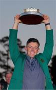 13 April 2025; Rory McIlroy of Northern Ireland with the Masters Championship trophy after victory in the final round of the Masters Tournament at Augusta National Golf Club in Georgia, USA. Photo by Kyle Terada/Imagn Images via Sportsfile