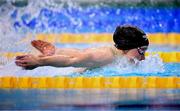 14 April 2025; Ellen Walshe of Templeogue Swim Club competes in the women's 100m butterfly semi-final during day three of the Irish Open Swimming Championships at the National Aquatic Centre on the Sport Ireland Campus in Dublin. Photo by Ramsey Cardy/Sportsfile