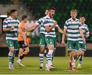 14 April 2025; Josh Honohan of Shamrock Rovers celebrates after scoring his side's second goal during the SSE Airtricity Men's Premier Division match between Shamrock Rovers and Cork City at Tallaght Stadium in Dublin. Photo by Stephen McCarthy/Sportsfile