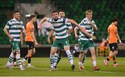14 April 2025; Josh Honohan of Shamrock Rovers celebrates after scoring his side's second goal during the SSE Airtricity Men's Premier Division match between Shamrock Rovers and Cork City at Tallaght Stadium in Dublin. Photo by Stephen McCarthy/Sportsfile