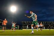 14 April 2025; Aaron Greene of Shamrock Rovers celebrates after scoring his side's first goal during the SSE Airtricity Men's Premier Division match between Shamrock Rovers and Cork City at Tallaght Stadium in Dublin. Photo by Stephen McCarthy/Sportsfile