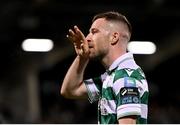 14 April 2025; Jack Byrne of Shamrock Rovers celebrates after scoring his side's fourth goal during the SSE Airtricity Men's Premier Division match between Shamrock Rovers and Cork City at Tallaght Stadium in Dublin. Photo by Stephen McCarthy/Sportsfile