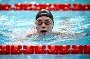 14 April 2025; Daniel Wiffen after winning the men's 400m freestyle final during day three of the Irish Open Swimming Championships at the National Aquatic Centre on the Sport Ireland Campus in Dublin. Photo by Ramsey Cardy/Sportsfile
