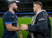 11 April 2025; Robbie Henshaw, left, and Garry Ringrose of Leinster after the Investec Champions Cup quarter-final match between Leinster and Glasgow Warriors at the Aviva Stadium in Dublin. Photo by Brendan Moran/Sportsfile