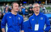 11 April 2025; Team operations manager Gafyn Cooper, left, and chief operations officer Guy Easterby before the Investec Champions Cup quarter-final match between Leinster and Glasgow Warriors at the Aviva Stadium in Dublin. Photo by Brendan Moran/Sportsfile