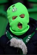 14 April 2025; A Shamrock Rovers supporter during the SSE Airtricity Men's Premier Division match between Shamrock Rovers and Cork City at Tallaght Stadium in Dublin. Photo by Stephen McCarthy/Sportsfile