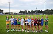 15 April 2025; In at the launch of the TG4 Leinster LGFA Championships are, from left, Michele Mann of Offaly, Sarah Jane Winders of Wicklow, Andrea Moran of Laois, Roisin Bailey of Carlow, Laoise Lenehan of Kildare, Aisling Halligan of Wexford, Carla Rowe of Dublin, Shannen McLoughlin of Louth, Fiona Coyle of Westmeath, Jennifer O’Keeffe of Kilkenny, Eimear O’Brien of Longford, Aoibhín Cleary of Meath at Parnell Park in Dublin. Photo by Sam Barnes/Sportsfile