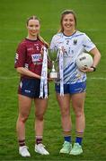 15 April 2025; Intermediate footballers Fiona Coyle of Westmeath and Sarah Jane Winders of Wicklow in attendance at the launch of the TG4 Leinster LGFA Championships at Parnell Park in Dublin. Photo by Sam Barnes/Sportsfile