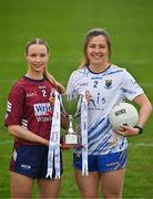 15 April 2025; Intermediate footballers Fiona Coyle of Westmeath and Sarah Jane Winders of Wicklow in attendance at the launch of the TG4 Leinster LGFA Championships at Parnell Park in Dublin. Photo by Sam Barnes/Sportsfile
