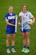 15 April 2025; Intermediate footballers Andrea Moran of Laois and Sarah Jane Winders of Wicklow in attendance at the launch of the TG4 Leinster LGFA Championships at Parnell Park in Dublin. Photo by Sam Barnes/Sportsfile