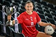 15 April 2025; Shannen McLoughlin of Louth poses for a portrait at the launch of the TG4 Leinster LGFA Championships at Parnell Park in Dublin. Photo by Sam Barnes/Sportsfile