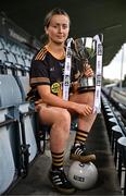15 April 2025; Jennifer O’Keeffe of Kilkenny poses for a portrait at the launch of the TG4 Leinster LGFA Championships at Parnell Park in Dublin. Photo by Sam Barnes/Sportsfile