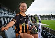 15 April 2025; Jennifer O’Keeffe of Kilkenny poses for a portrait at the launch of the TG4 Leinster LGFA Championships at Parnell Park in Dublin. Photo by Sam Barnes/Sportsfile
