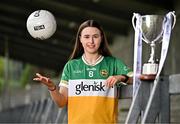 15 April 2025; Michele Mann of Offaly poses for a portrait at the launch of the TG4 Leinster LGFA Championships at Parnell Park in Dublin. Photo by Sam Barnes/Sportsfile