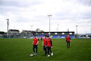 12 April 2025; Cork Youth League players inspect the pitch before the FAI Youth Inter-League Cup final match between Mayo Football League and Cork Youth League at Fairview Rangers AFC in Limerick. Photo by Ben McShane/Sportsfile
