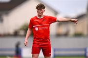 12 April 2025; Ty Corcoran of Cork Youth League during the FAI Youth Inter-League Cup final match between Mayo Football League and Cork Youth League at Fairview Rangers AFC in Limerick. Photo by Ben McShane/Sportsfile
