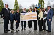 16 April 2025; Pictured at UCD Sports Centre during the presentation of Daffodil Day proceeds to the Irish Cancer Society are, from left, UCD RFC president Barry Sheehan, UCD RFC club manager Ciara O'Connor, UCD WRFC captain Emma Kelly, John Hammond of UCD RFC, Sinead Gillespie of Irish Cancer Society, UCD President Professor Orla Feely, sports management students Caithlin Walsh and Scarlett Herron and director of student services Dominic O'Keeffe. Photo by Shauna Clinton/Sportsfile