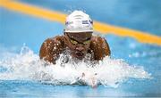 16 April 2025; Zach Boyo of Swim Belfast competes in the Men's 50m Breaststroke heats during day five of the Irish Open Swimming Championships at the National Aquatic Centre on the Sport Ireland Campus in Dublin. Photo by Ben McShane/Sportsfile