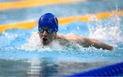 16 April 2025; Cody Lau of Ballymena competes in the Men's 400m Individual Medley heats during day five of the Irish Open Swimming Championships at the National Aquatic Centre on the Sport Ireland Campus in Dublin. Photo by Ben McShane/Sportsfile