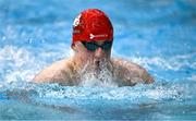 16 April 2025; Daire Finlayson of Glenalbyn competes in the Men's 50m Breaststroke heats during day five of the Irish Open Swimming Championships at the National Aquatic Centre on the Sport Ireland Campus in Dublin. Photo by Ben McShane/Sportsfile