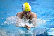16 April 2025; Louise Hartnett of Laois Marlins competes in the Women's 50m Breaststroke heats during day five of the Irish Open Swimming Championships at the National Aquatic Centre on the Sport Ireland Campus in Dublin. Photo by Ben McShane/Sportsfile