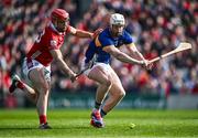 6 April 2025; Michael Breen of Tipperary in action against Brian Hayes of Cork during the Allianz Hurling League Division 1A final match between Tipperary and Cork at SuperValu Páirc Uí Chaoimh in Cork. Photo by Piaras Ó Mídheach/Sportsfile