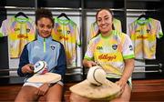 16 April 2025; Cork camogie player and Kellogg’s GAA Cúl Camps ambassador, Amy O’Connor, right, pictured with Abigail Jeyifous today at Croke Park for the launch of the 2025 Kellogg’s GAA Cúl Camps. A key part of this year's campaign is the new Cúl and Curious initiative, a unique introductory GAA Cúl Camps experience designed for children from migrant families, creating a shared experience with local Irish children and fostering a sense of community. The bespoke camp will take place in St Breckan’s GAA in Lisdoonvarna on April 17th. Photo by Sam Barnes/Sportsfile
