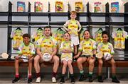 16 April 2025; Kellogg’s GAA Cúl Camps ambassadors, Galway footballer Damien Comer and Cork camogie player Amy O’Connor, pictured with, from left, Lucian Koester, Holly Dwyer, James Lynskey and Abigail Jeyifous today at Croke Park for the launch of the 2025 Kellogg’s GAA Cúl Camps. A key part of this year's campaign is the new Cúl and Curious initiative, a unique introductory GAA Cúl Camps experience designed for children from migrant families, creating a shared experience with local Irish children and fostering a sense of community. The bespoke camp will take place in St Breckan’s GAA in Lisdoonvarna on April 17th. Photo by Sam Barnes/Sportsfile
