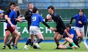 16 April 2025; Eoin Garvey of Metro in action against Aidan Tamming of North Midlands during the BearingPoint Shane Horgan Cup Round 5 match between Metro and North Midlands at Energia Park in Dublin. Photo by Shauna Clinton/Sportsfile