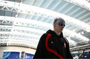 16 April 2025; Danielle Hill of Larne SC before competing in the Women's 50m Freestyle final during day five of the Irish Open Swimming Championships at the National Aquatic Centre on the Sport Ireland Campus in Dublin. Photo by Ben McShane/Sportsfile