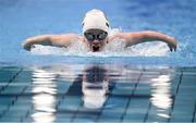 16 April 2025; Dearbhaile Brady of Limavady competes in the Women's 50m Breaststroke C final, on her own, during day five of the Irish Open Swimming Championships at the National Aquatic Centre on the Sport Ireland Campus in Dublin. Photo by Ben McShane/Sportsfile